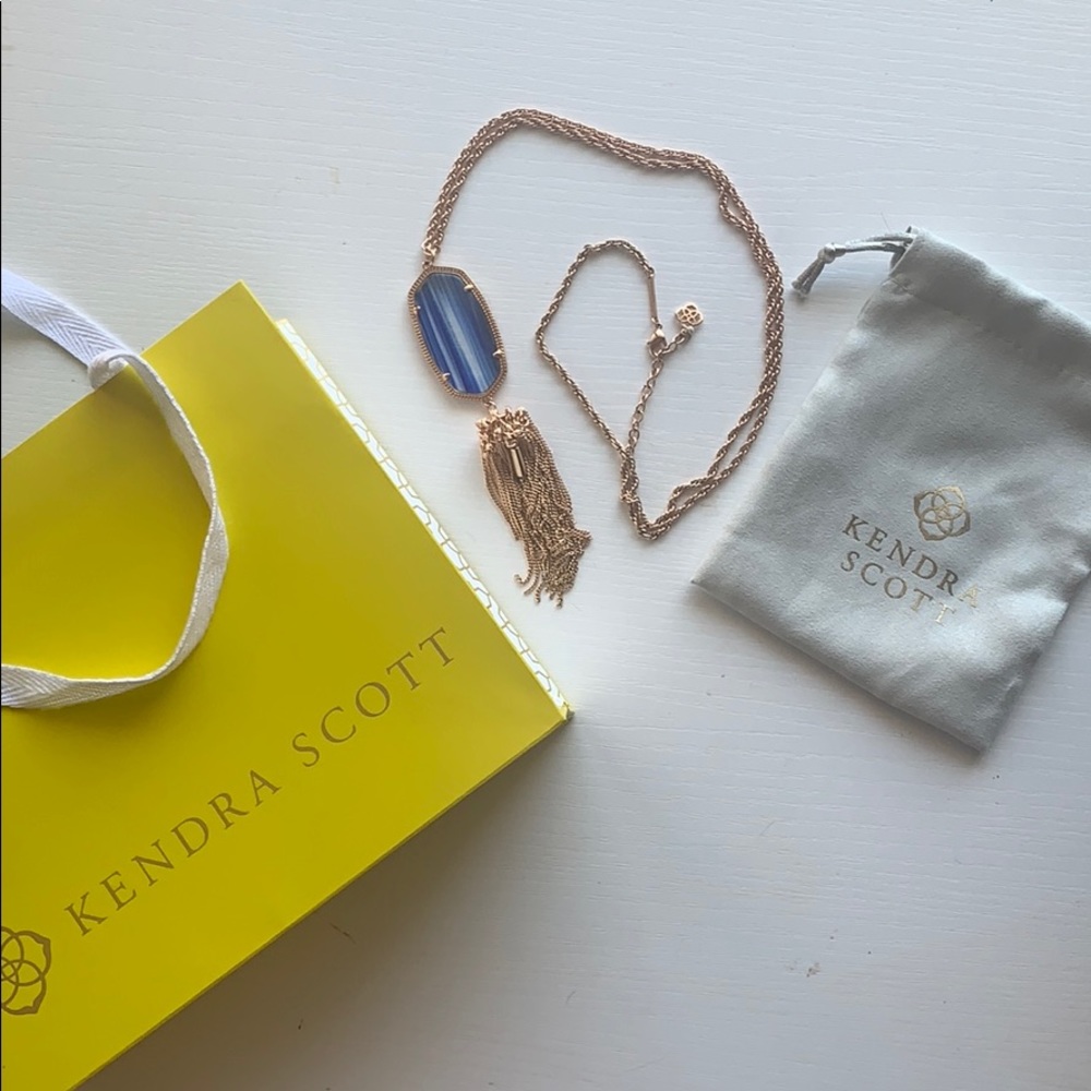 Kendra Scott rose gold blue necklace